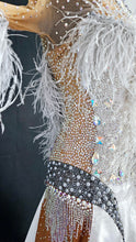 Load image into Gallery viewer, "USED" FEATHERS WHITE / NUDE BALLROOM DRESS