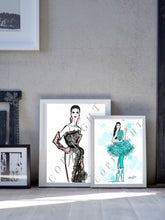Load image into Gallery viewer, Fashion illustration fashion portraits fashion art fashion prints fashion digital fashion prints art home decor wall decor framed prints