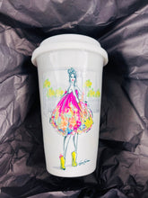 Load image into Gallery viewer, CERAMIC TRAVEL MUG with silicon lid,personalized mug mug eco-friendly microwaves dishwasher free,travel mug,fashion mug,