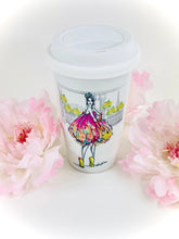 Load image into Gallery viewer, CERAMIC TRAVEL MUG with silicon lid,personalized mug mug eco-friendly microwaves dishwasher free,travel mug,fashion mug,