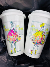 Load image into Gallery viewer, CERAMIC TRAVEL MUG personalized mug,bundle mug,silicon lid ,mug eco-friend microwaves dishwasher free,fashion travel mug ,fashion mug
