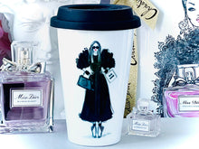 Load image into Gallery viewer, CERAMIC TRAVEL MUG,personalized mug, with silicon lid ,mug eco-friendly microwaves dishwasher free,travel mug,travel mug gift fashion mug