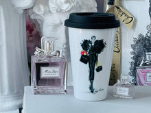 Load image into Gallery viewer, CERAMIC TRAVEL MUG with silicon lid ,personalized mug mug eco-friendly microwaves dishwasher free,travel mug,travel mug gift fashion mug