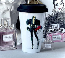 Load image into Gallery viewer, CERAMIC TRAVEL MUG with silicon lid , personalized mug mug eco-friendly microwaves dishwasher free,travel mug,travel mug fashion mug