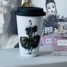 Load image into Gallery viewer, CERAMIC TRAVEL MUG with silicon lid , personalized mug mug eco-friendly microwaves dishwasher free,travel mug,travel mug fashion mug