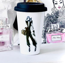 Load image into Gallery viewer, CERAMIC TRAVEL MUG with silicon lid , personalized mug eco-friendly microwaves dishwasher free,travel mug,travel mug fashion travel mug