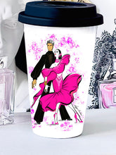 Load image into Gallery viewer, Ballroom ceramic mug personalized travel mug silicon lid Latin dancer mug dance mug