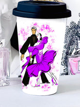 Load image into Gallery viewer, Ballroom ceramic mug personalized travel mug silicon lid Latin dancer mug dance mug