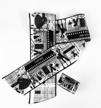 Load image into Gallery viewer, Thin satin scarf,fashion satin scarf,print satin scarf,print thin scarf.black and white thin scarf,scarf,printed scarf,