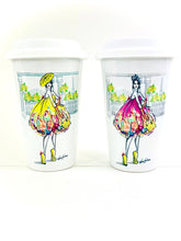 Load image into Gallery viewer, CERAMIC TRAVEL MUG personalized mug,bundle mug,silicon lid ,mug eco-friend microwaves dishwasher free,fashion travel mug ,fashion mug
