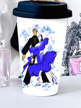 Load image into Gallery viewer, Ballroom ceramic mug personalized travel mug silicon lid Latin dancer mug dance mug
