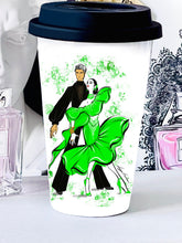 Load image into Gallery viewer, Ballroom ceramic mug personalized travel mug silicon lid Latin dancer mug dance mug