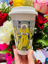 Load image into Gallery viewer, CERAMIC TRAVEL MUG with silicon lid ,mug eco-friendly microwaves dishwasher free,travel mug,travel mug gift girl travel mug cute