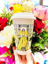 Load image into Gallery viewer, CERAMIC TRAVEL MUG with silicon lid ,mug eco-friendly microwaves dishwasher free,travel mug,travel mug gift girl travel mug cute