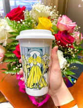 Load image into Gallery viewer, CERAMIC TRAVEL MUG with silicon lid ,mug eco-friendly microwaves dishwasher free,travel mug,travel mug gift girl travel mug cute