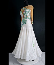 Load image into Gallery viewer, &quot;USED&quot; WHITE/GREEN BALLROOM DRESS
