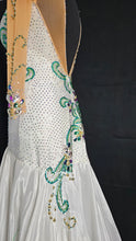 Load image into Gallery viewer, &quot;USED&quot; WHITE/GREEN BALLROOM DRESS
