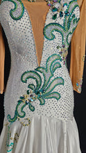 Load image into Gallery viewer, &quot;USED&quot; WHITE/GREEN BALLROOM DRESS
